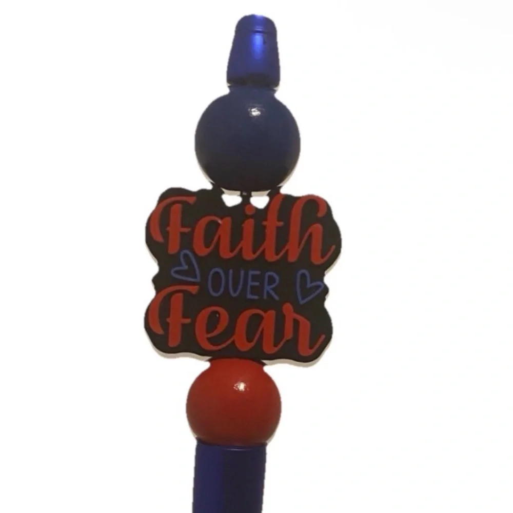 Faith Over Fear Black Ink Beaded Pen - Picture 3 of 7